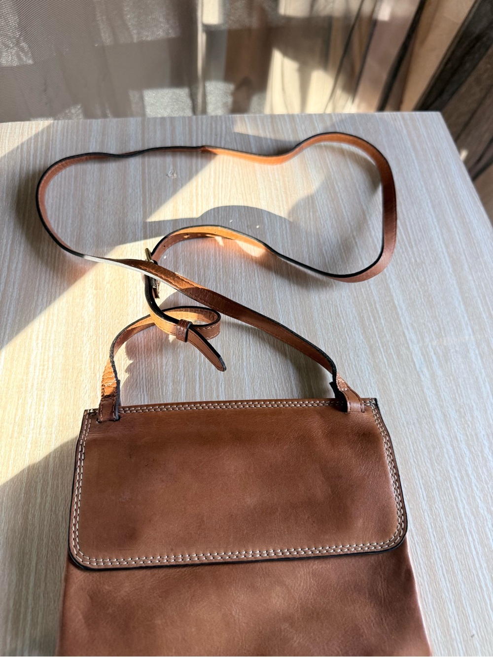 Brown Leather Crossbody Bag - Sleek Women's Shoulder Bag